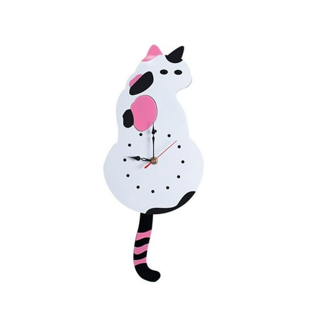 Wall Clock, Black Cat Pendulum Wall Clock, Cat Clock, Cat Clock with Moving Tail, Black Cat Swinging, Whimsical Funny Wall Clocks, Living Room Office Cafe Bedroom, Gift for Black Cat Lovers