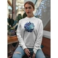 thumbnail image 2 of Geometric Blue Mandala Sweatshirt Women -Image by Shutterstock, Female Small, 2 of 4