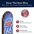 thumbnail image 5 of American Art Decor Officially Licensed Historic Route 66 Vintage Metal Thermometer Sign with Embossed Edge - Indoor/Outdoor Patriotic Americana Wall Decor for Garage, Man Cave, Patio, Bar, Game Room, 5 of 8