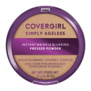 COVERGIRL Simply Ageless Wrinkle Defying Pressed Powder, 225 Buff Beige, 3.9 oz, Pressed Powder, Face Powder, Oil Free Loose Powder, Full Coverage Powder, Hydrating Formula, Cruelty-Free