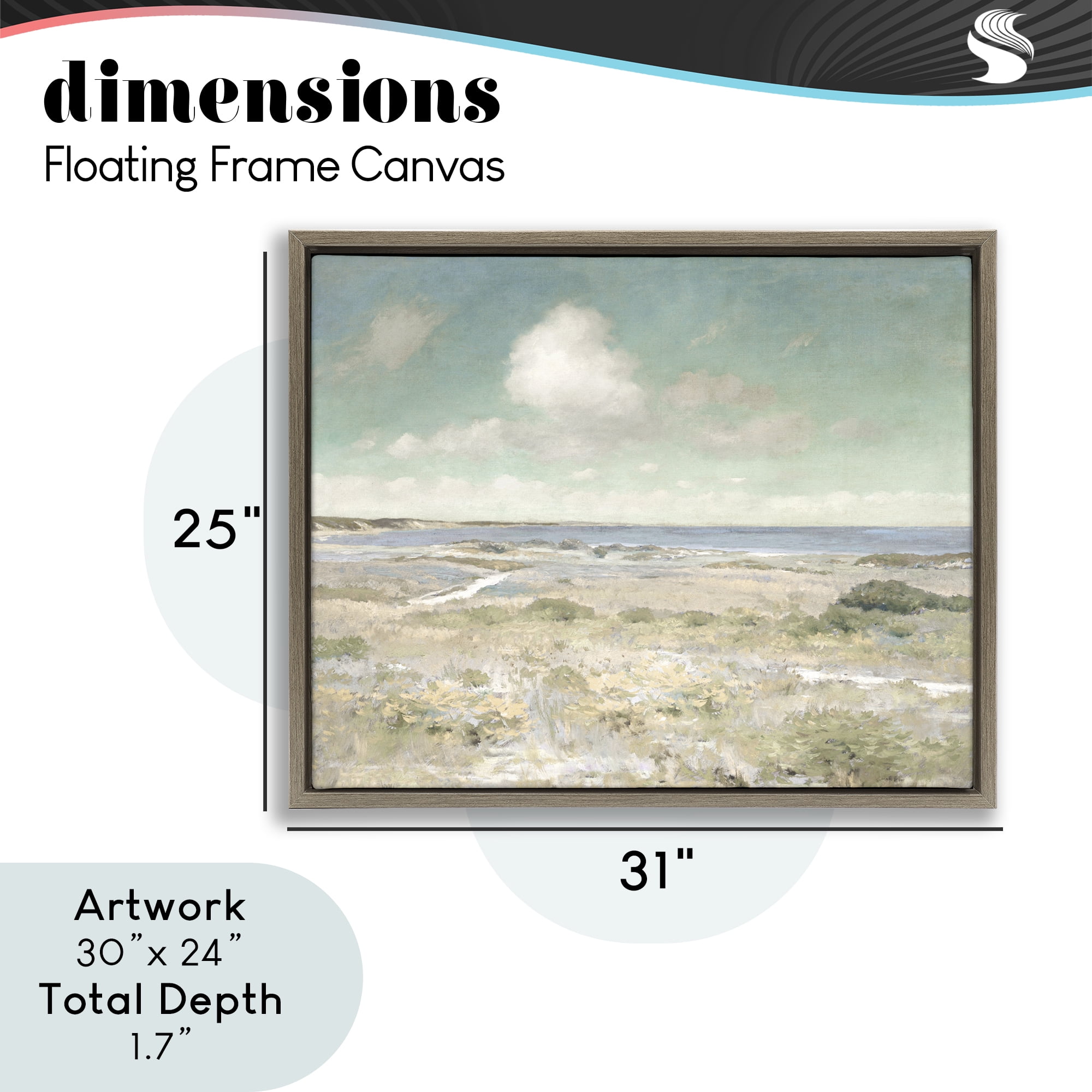Stupell Industries Water View with Clouds Brown Framed Floater Canvas Wall Art, design by Christy McKee