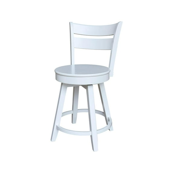 Sara Soild Wood Counter Height Stool with Swivel Seat in White