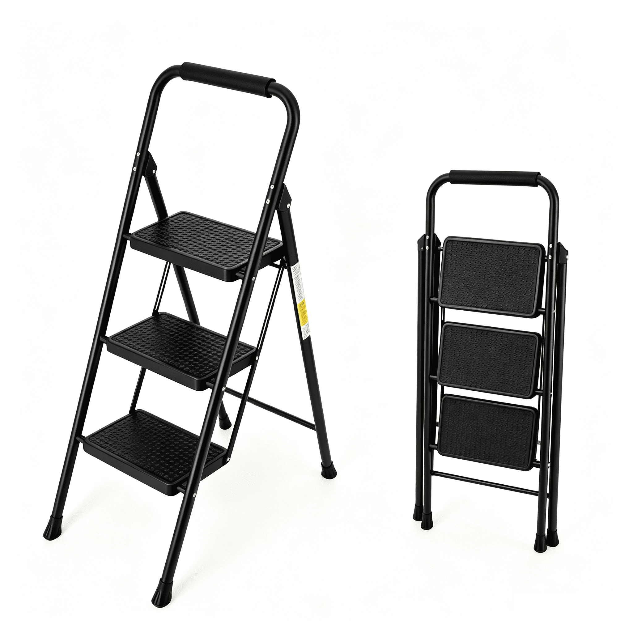 LevLad Folding 4 Step Ladder with Dual Handrails, Tool Bag & Anti