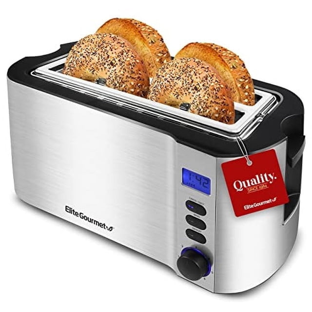 Tostadora Elite Gourmet ECT4400B con ranura larga para 4 rebanadas