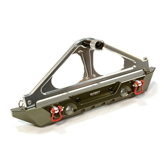 Integy RC Toy Model Hop-ups C25541GUN Realistic 1/10 Rear Bumper with Spare Tire Rack for SCX-10