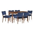 thumbnail image 1 of Set de Repas de Transition 7 Pièces en Velours Bleu Bonito en Finition Noyer, 1 of 12