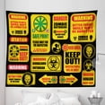 thumbnail image 1 of Zombie Tapestry, Apocalypse Signs Attention Danger Safe Point Evil Phrase Modern Image Print, Fabric Wall Hanging Decor for Bedroom Living Room Dorm, 5 Sizes, Yellow Grey Red, by Ambesonne, 1 of 1