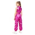 thumbnail image 2 of Aislor Girls Jazz Hip Hop Dance Outfit Sleeveless Sequin Ruffles Crop Top with Pants Streetwear Hot Pink 10, 2 of 7