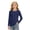 19#Dark Blue, variant on Girls Long Sleeve Tee Solid Ribbed Crew Neck Slim Fit Basic Fall Uniform Shirts