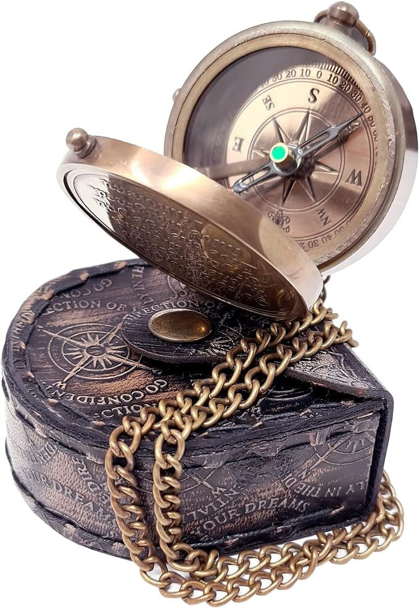 Maritime treasures Instruments Thoreau's Go Confidently Brass Compass, Gift for Graduation, Confirmation Day, Baptism, New Year Gift, Birthday, Anniversary, Communion, Camping Gift