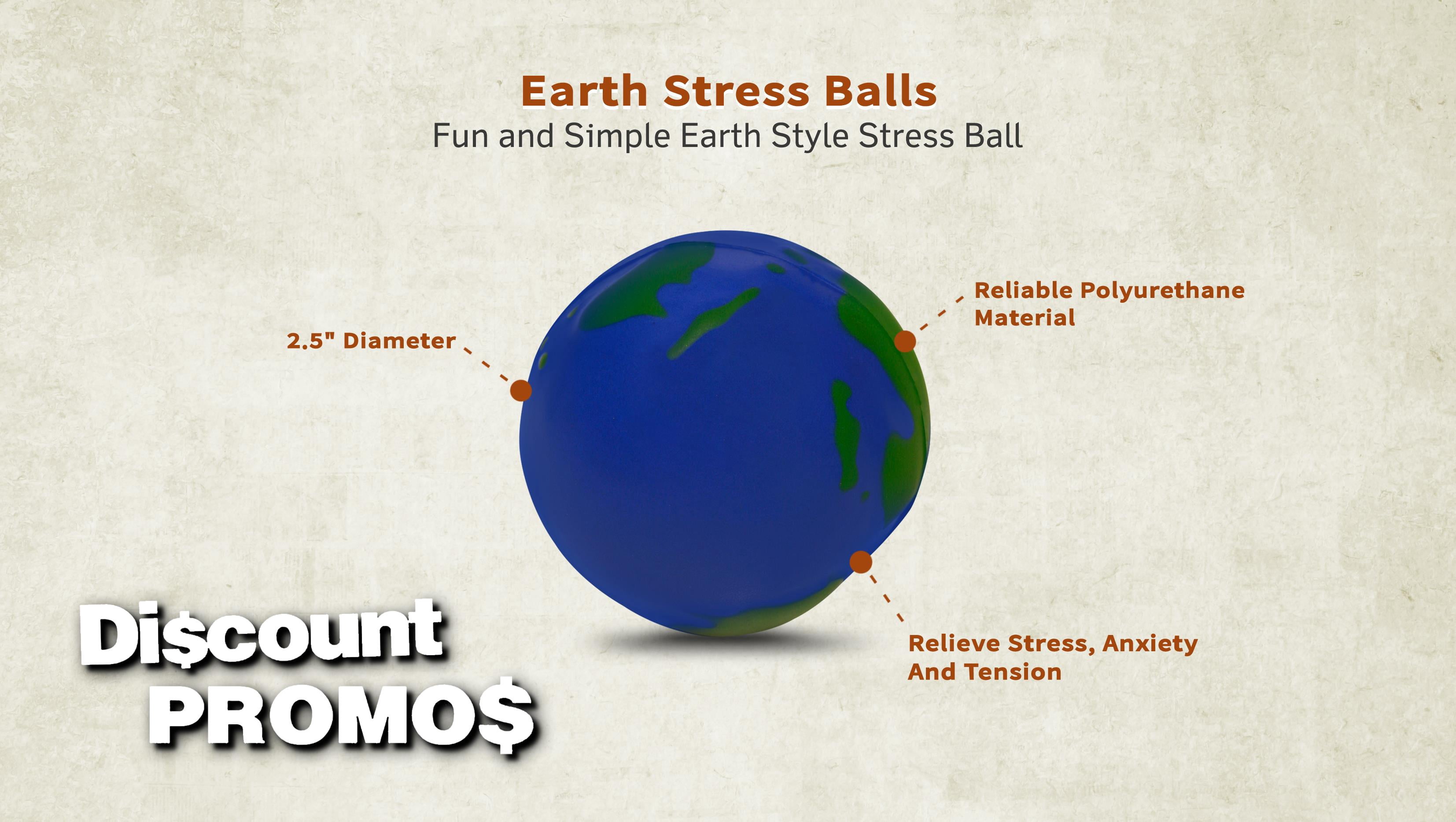 10 Earth Stress Balls Pack - PU Foam, Squeezable - Blue