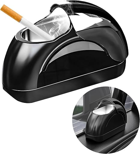 Large Smokeless Black Ashtray - Fits Most Cup Holders with