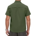 thumbnail image 3 of INSPIRE CHIC Men's Solid Cargo Shirt Two Pockets Short Sleeve Utility Shirts M Olive Green, 3 of 5
