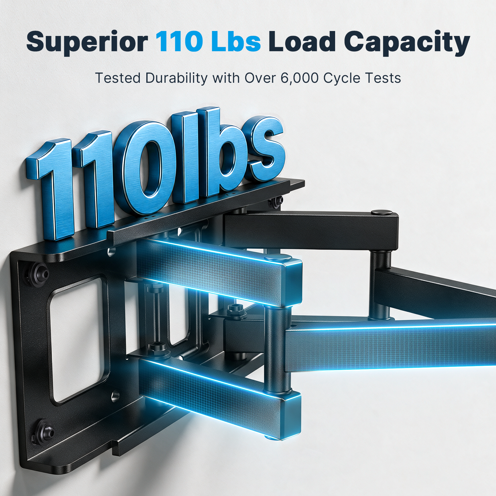MountFTV Full Motion TV Wall Mount for 26–65 inch TVs, 110 lbs photo 2