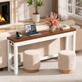 thumbnail image 3 of Homieasy 63" Console Tables for Entryway, Long Console Tables for Living Room, Behind Couch Table, Sturdy Wood Support Farmhouse Entryway Table with 3AC+2USB Changing Station, Rustic Oak, 3 of 7