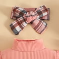 thumbnail image 5 of YWIYIUD InfantBaby Girl Clothes Sets 3PCS Fall Winter Ruffle Sleeve Ribbed Romper Plaid Mini Skirt Headband Set for Toddler Girls Bow Skirt with Headband Outfits InfantBaby Girl Clothing 3-6 Months, 5 of 8
