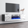 thumbnail image 4 of London WH-EF Fireplace TV Stand for TVs up to 70", Modern High Gloss 63" Entertainment Center, Electric Fireplace TV Media Console with Storage Cabinets, 4 of 8
