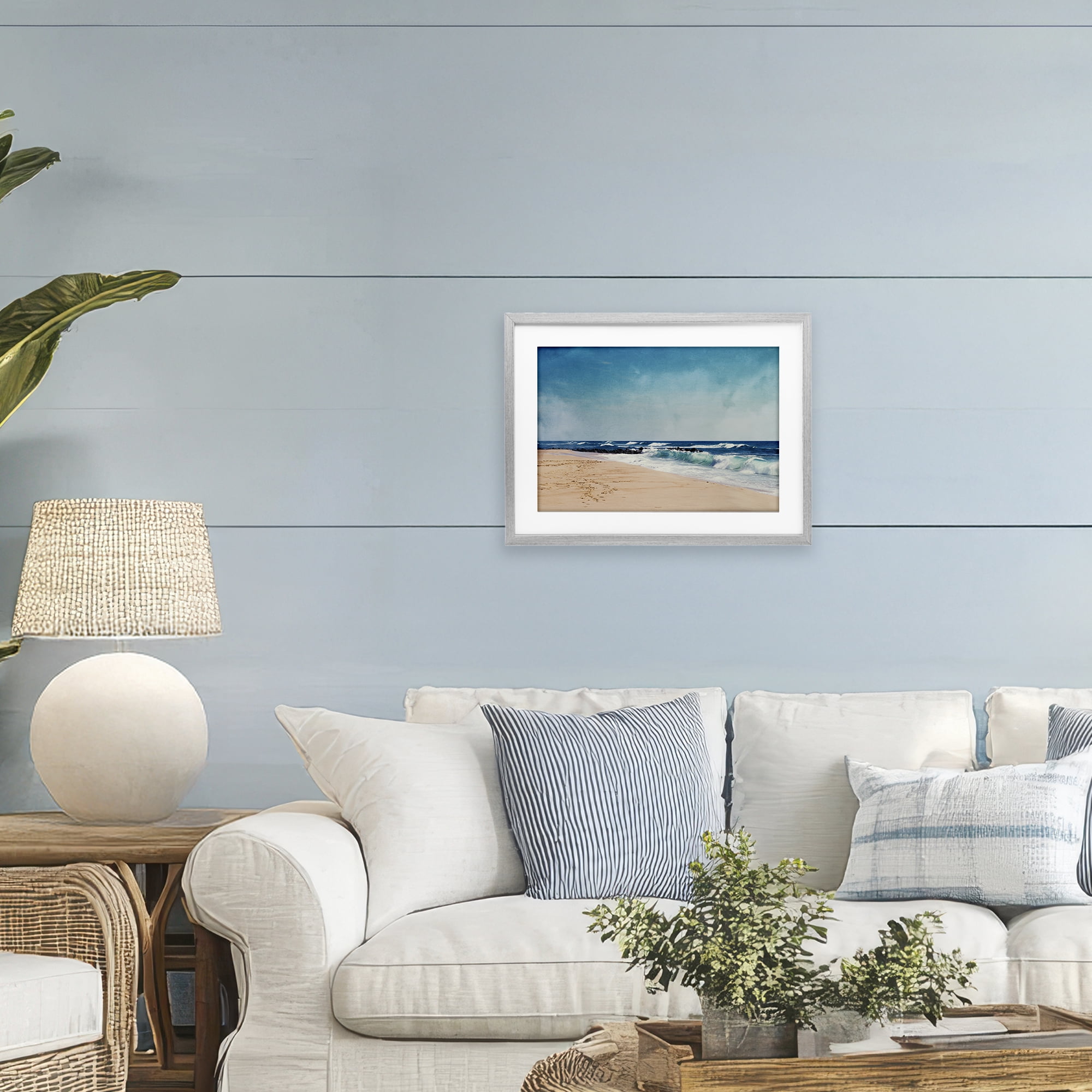 Stupell Industries Atlantic Waves Shoreline Gray Framed Print Under Glass, design by Dirk Wüstenhagen