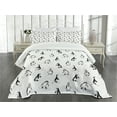 thumbnail image 3 of Ambesonne Penguin Quilted Bedspread Set 3 Pcs, Skiing Penguins in Scarves, King Size, White Black, 3 of 5