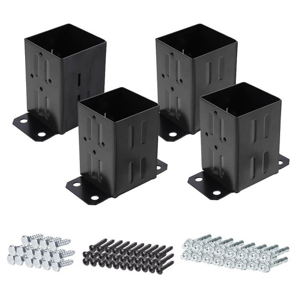 Fence Post Fixed Base Multi-Functional Rust-Resistant Thickened Heavy Duty Carbon Steel Black Powder Coated Base