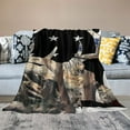 Autua Deer American Flag Stars Warm Lightweight Soft Fleece Blanket All
