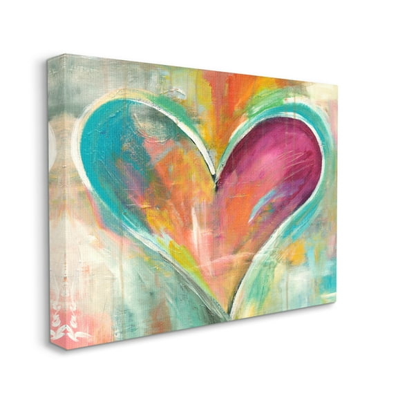 Stupell Home Decor Collection Abstract Colorful Textural Heart Painting Stretched Canvas Wall Art, 16 x 1.5 x 20
