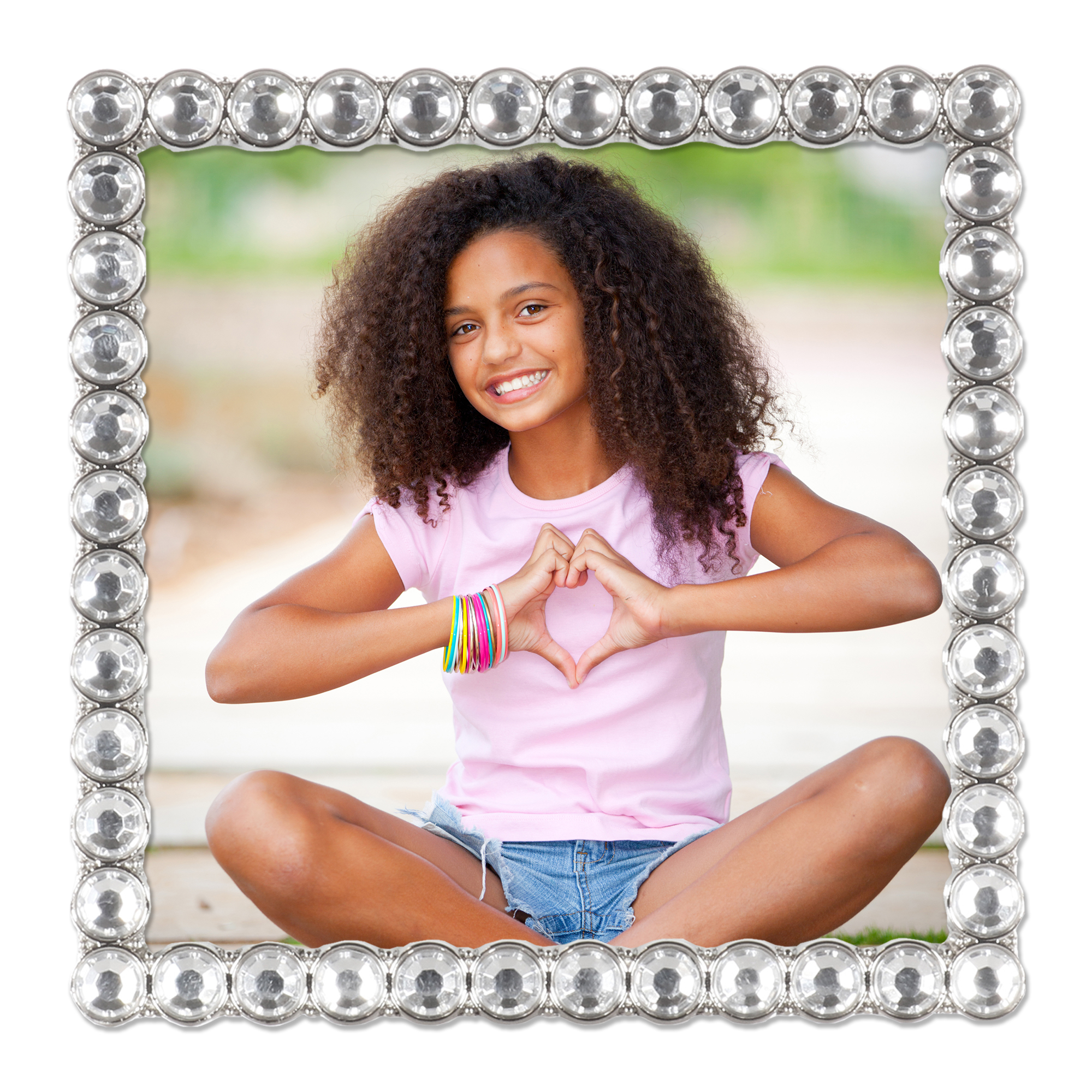 4x4 Silver Metal Sparkle Frame - Clear Brilliance