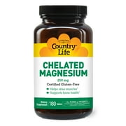 Country Life Chelated Magnesium, 250 mg, 180 Tablets