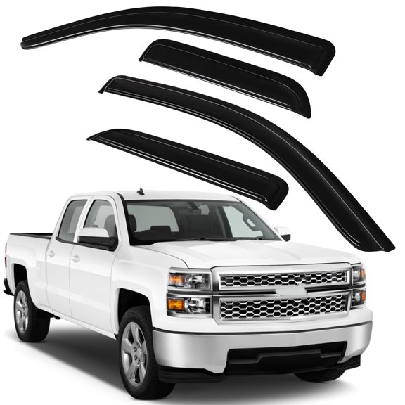 CCIYU Window Visors Side Window Deflector Window Deflector Sun Rain Guard 4Pcs Set Replacement fit for 2014-2018 For Chevrolet Silverado 1500