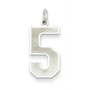 Sterling Silver/Rhodium-plated Satin Number 5 Charm QPP05