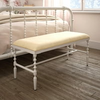 DHP Jenny Lind Bench, White Metal with Ivory Cushion