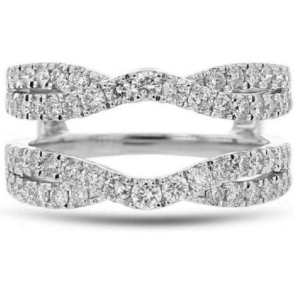 14K White Gold Plated 925 Sterling Silver Moissanite Diamond Enhancer Ring Guard Engagement Wrap Ring For Her