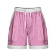 thumbnail image 5 of MIUOWANP Womens Elastic Waist Shorts with Pockets Loose Fit Drawstring Waist Printed Shorts Lightweight Comfortable Baggy Shorts Size XXL(12)Pink, 5 of 5
