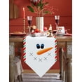 thumbnail image 4 of Table Runner Dresser Scarves Christmas Snowman Carrot Eyes Cotton Linen Burlap Table Cover Red and Green Stripe on White Table Runners for Family Kitchen Dining Holiday Party Banquet Decor, 4 of 5