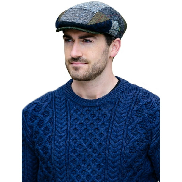 Mucros Weavers Men's Irish Flat Cap 100% Wool Tweed Trinity Patchwork ...