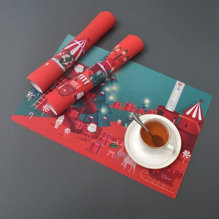 

KAOU Table Mat Chrisrmas Theme Design Anti-Skid Mesh Fabric Camping Food Serving Pad for Kitchen