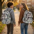 thumbnail image 2 of Yspwyqan School Backpack for Teens Girls, Blue Grey Jungle Camo Bow Large School Backpack 17 Inch 600D, Fits 15.6 Laptop Lightweight Bag for Back to School, 2 of 7