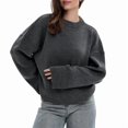 thumbnail image 2 of Women'S Crew Neck Sweaters Fall Outfits Trendy Long Sleeve Ribbed Knit Pullover Tops Dark Grey M, 2 of 10