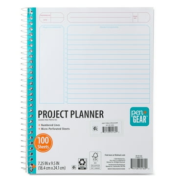 Pen+Gear Project Planner with Numbered Lines, White, 9.5" x 7.25", 100 Sheets