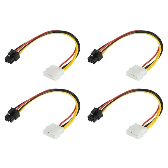 Uxcell 4 Pin to 6 Pin Male PCI Express Cable PCIE Graphics Card Power Converter Adapter Cables Connector 220mm, 4pcs