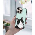 thumbnail image 5 of WIRESTER Shockproof Soft Rubber Cover Case for Apple iPhone 16 Pro Max 6.9" 2024, Black White Tuxedo Cat On Aero Blue Background, 5 of 5
