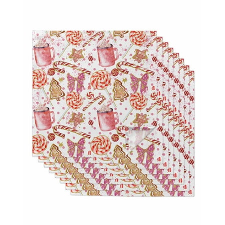 

Pink Christmas Cloth Napkins Set of 8 Watercolor Xmas Tree Bow Knot Washable Reusable Dinner Cocktail Napkin for Kitchen Party Wedding Banquet Holiday Baby Shower Table Decor