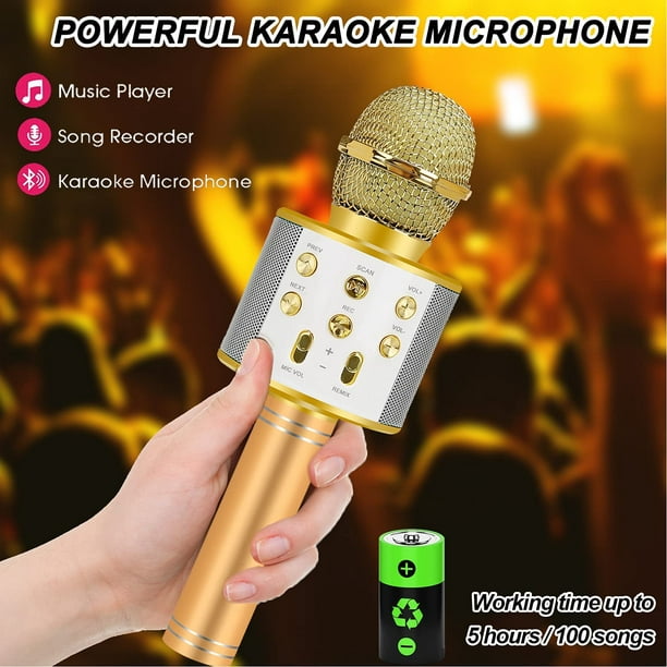 Micro Karaoke Enfant, Cadeau Fille 4-12 Ans Anniversaire Jouet Fille 4-12  Ans Micro Enfant Cadeau Ado Fille Micro sans Fil Karaoke
