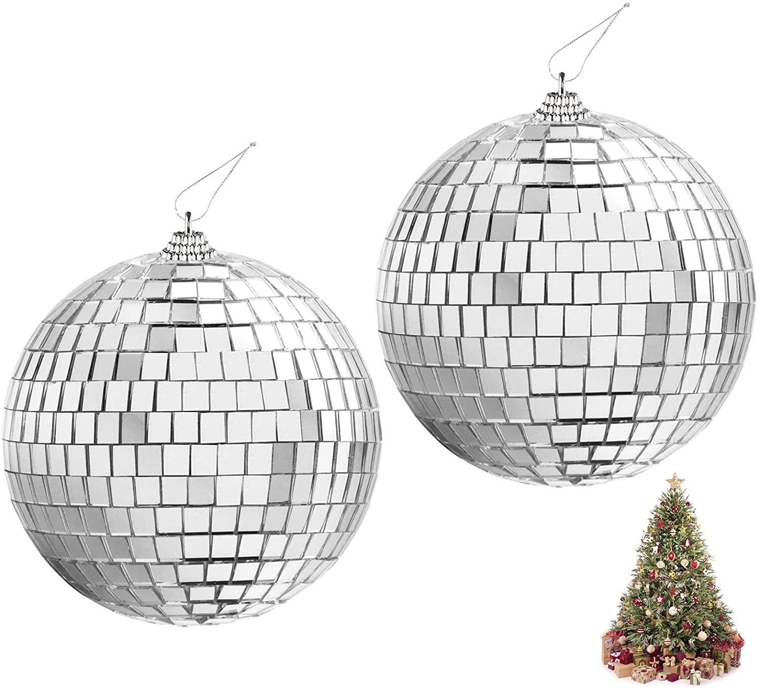 Guichangkai 2 pcs Glass Mirror Ball, 10cm Glitter Balls Reflective