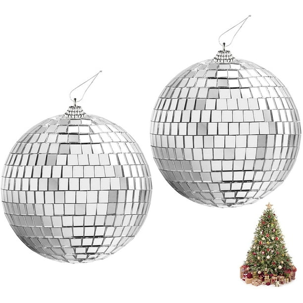 Guichangkai 2 pcs Glass Mirror Ball, 10cm Glitter Balls Reflective