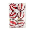 thumbnail image 6 of 6 Pcs Shiny Christmas Tree Balls Red and White Xmas Ball Ornaments Candy Cane Swirl Christmas Bulbs for Xmas Holiday Party Indoor Outdoor Home Decorations, 6 of 9