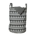 thumbnail image 1 of Aztec Laundry Bag, Monochrome Triangles Repetitive Modernized Ethnical Motifs Illustration, Basket with Handles Drawstring Closure for Laundromats, 13" x 19", Charcoal Grey and White, by Ambesonne, 1 of 4