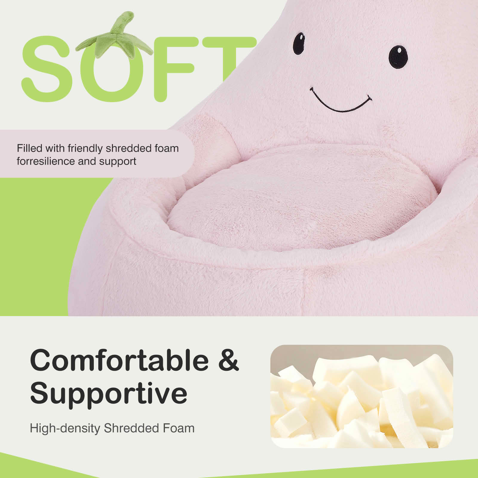 MAYEERTY Children's Bean Bag Chair Artificial Rabbit Fur Cover Filled Toddler Teen Sofa