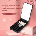 thumbnail image 3 of Mirror Portable Makeup Mirror with 5 Brushes Storage Box LED Touch Portable One-Face Storage Box Makeup Mirror Pink, 3 of 5