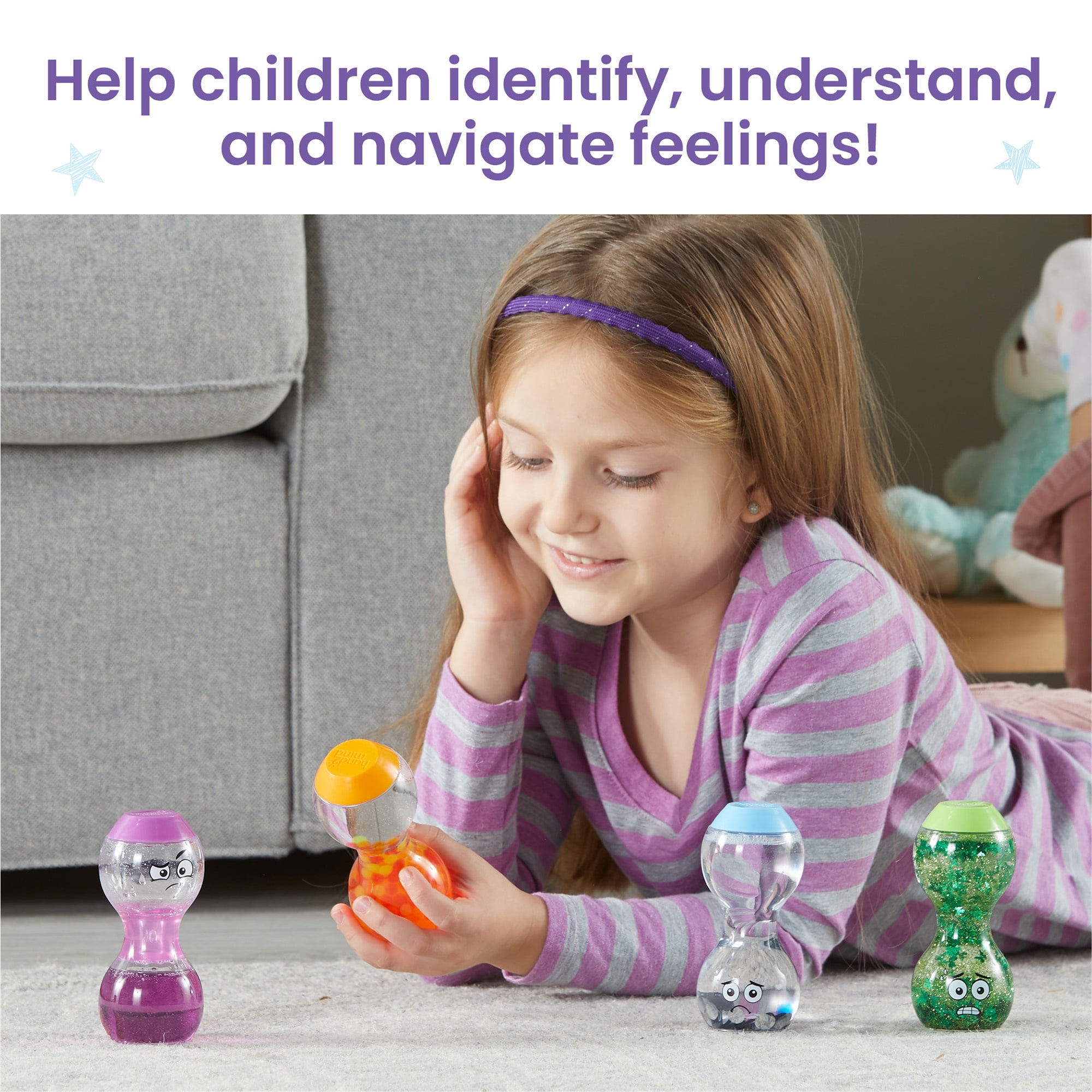 hand2mind Express Your Feelings Sensory Bottles- Secondary Emotions, Ages 3+ (4 Pieces)